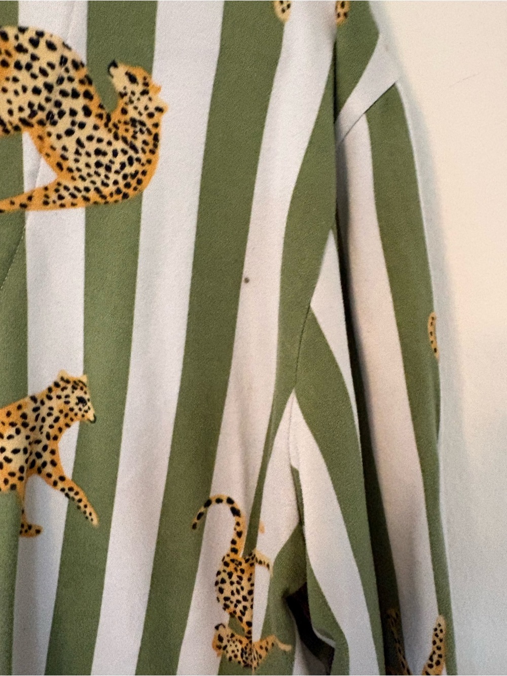 Room Service Green & White Striped Leopard Print Pajama Set - size medium - Picture 4 of 9
